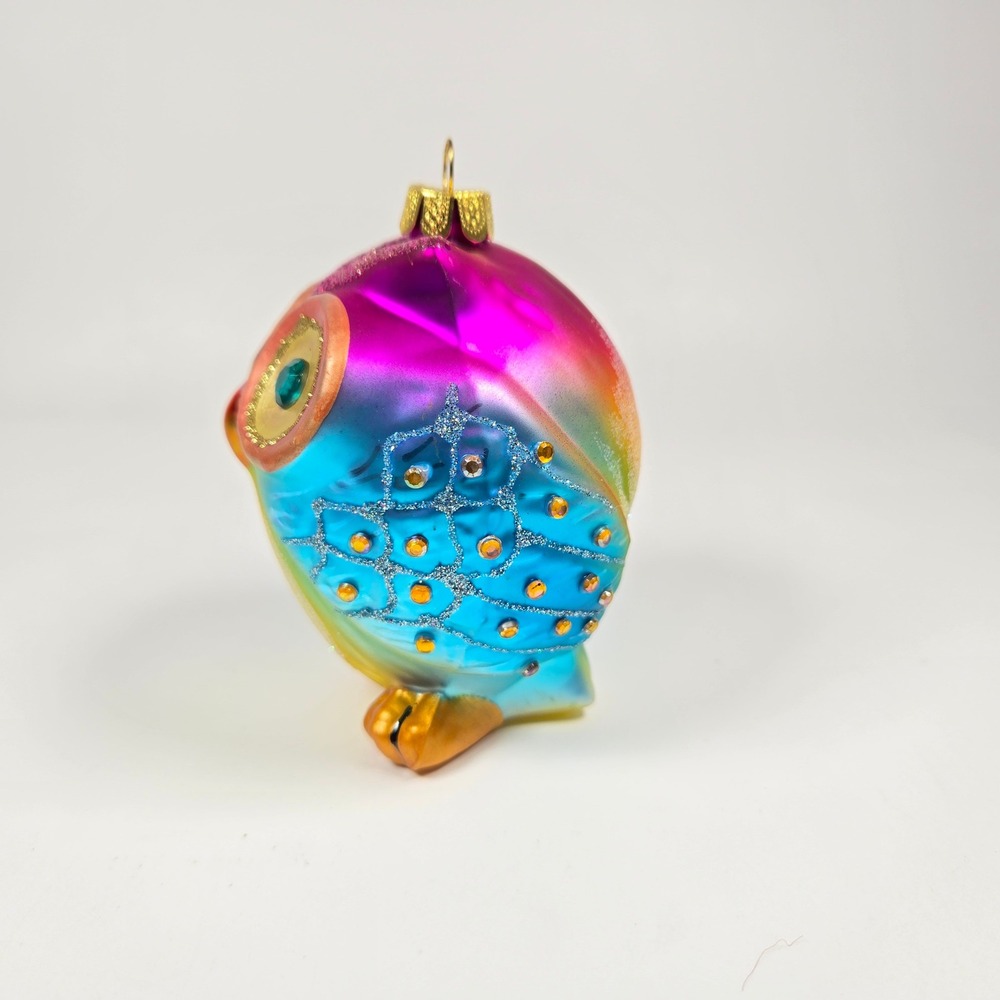 Beautiful Pier 1 one Imports Glass Owl Ornament‎ Christmas Bejeweled Glitter - Picture 3 of 8